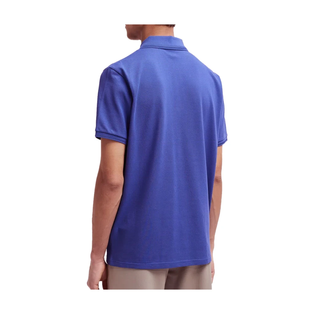 Moncler Logo Patch Polo Klassiek Blauw Katoen Blue Heren