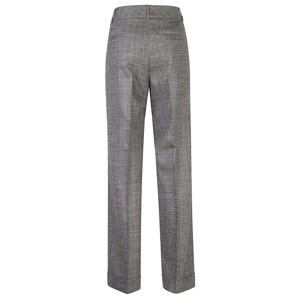 PESERICO Bruine Gestreepte Rechte Broek Gray Dames