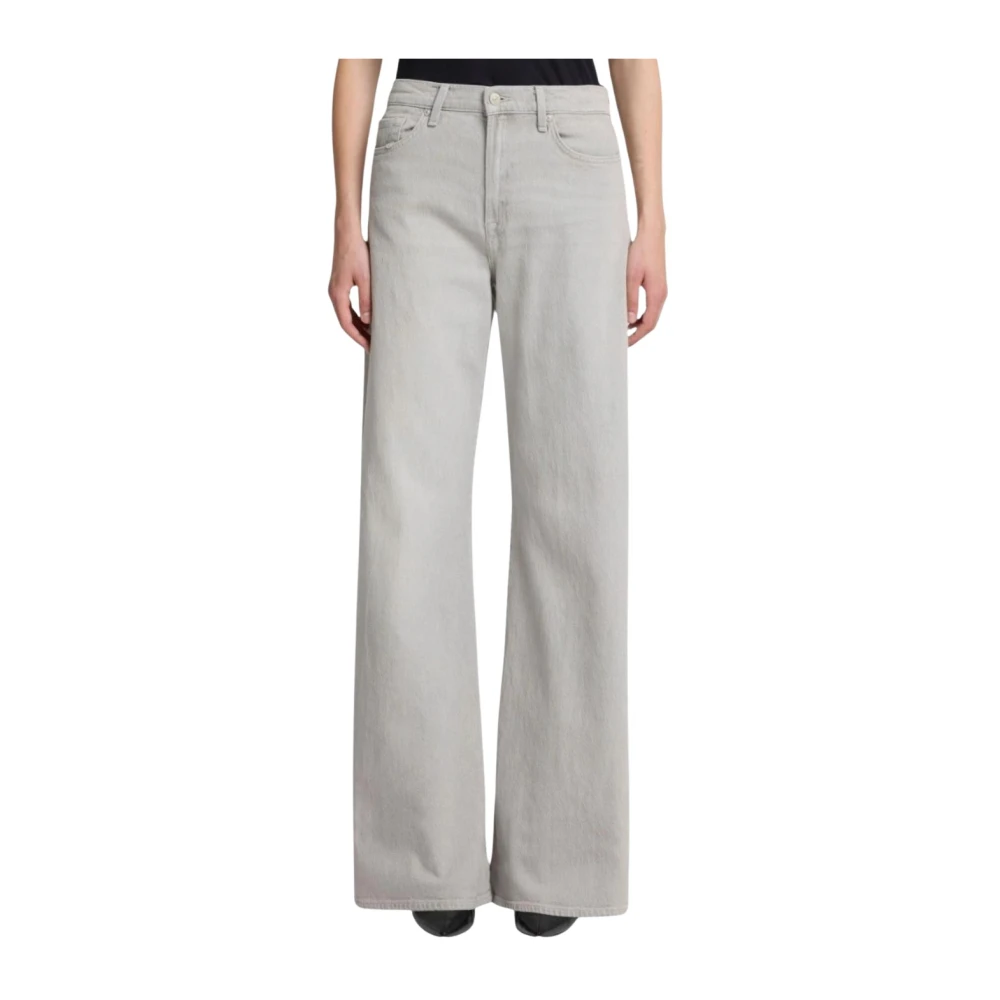 7 For All Mankind Women's Gray Wide Jeans, W29, Lotta Trouser