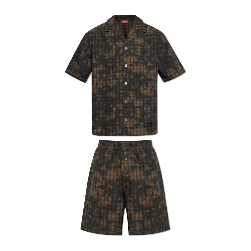 Diesel Uomo Marrone Pigiama A Due Pezzi Set-Horien-Utlt