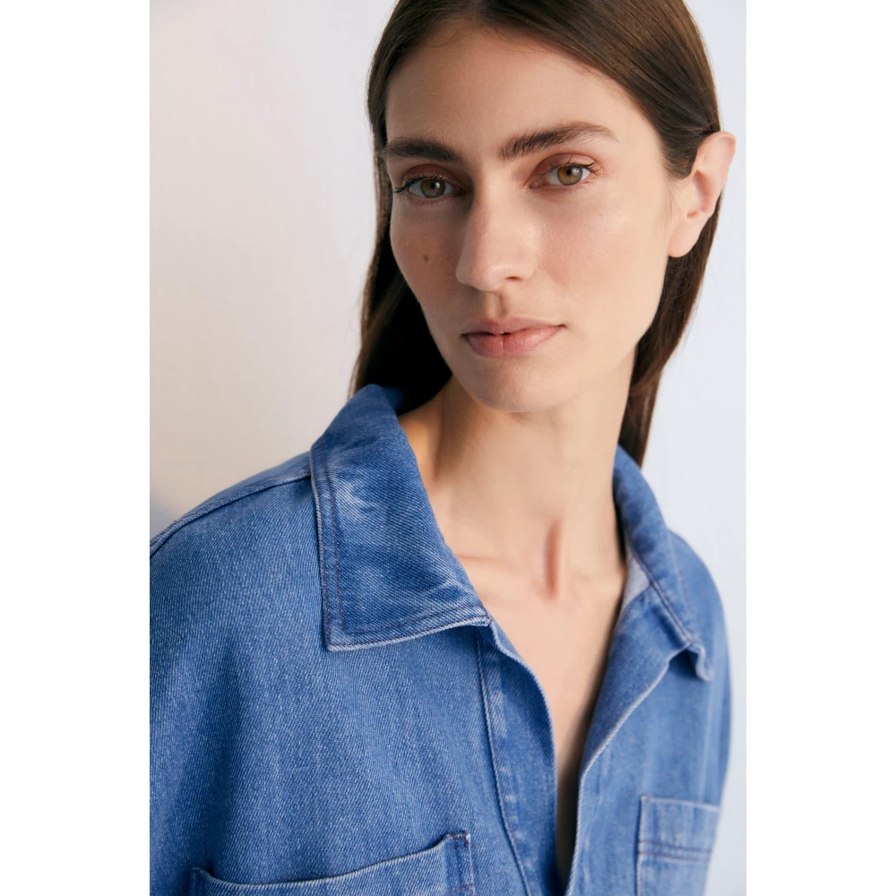The New Society Micenas Vrouw Shirt Mid Blue Denim Blue Dames