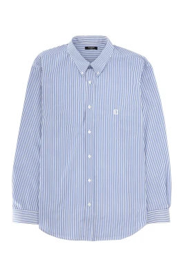 Broderad, randig poplin Regular Shirt