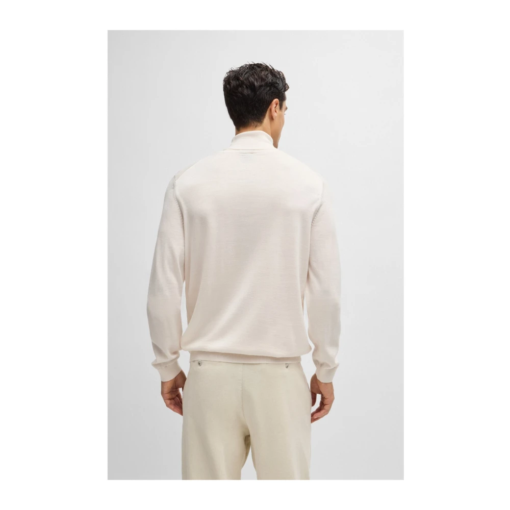 Hugo Boss Slim Fit Wollen Coltrui White Heren
