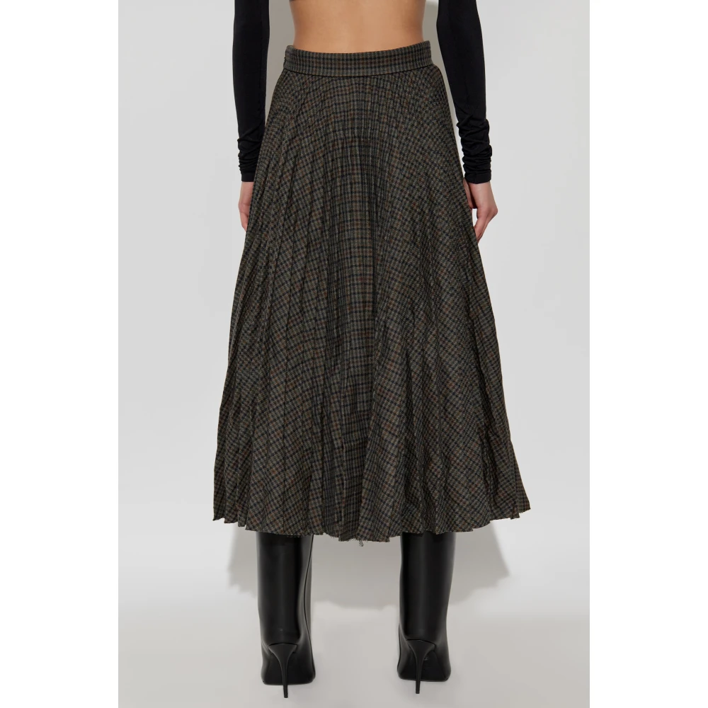 Balenciaga Geplooide rok met ruitpatroon Gray Dames