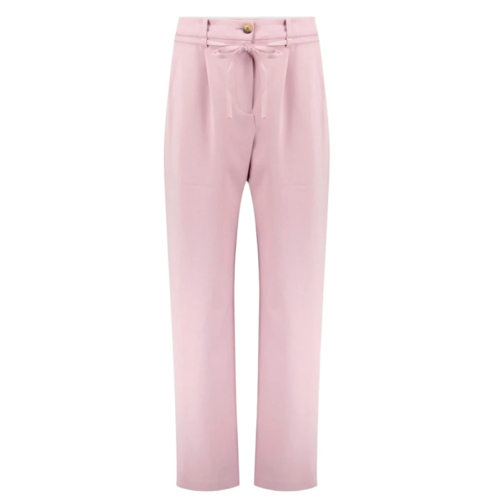 Samsøe Hoge taille wijde broek met riem Pink Dames