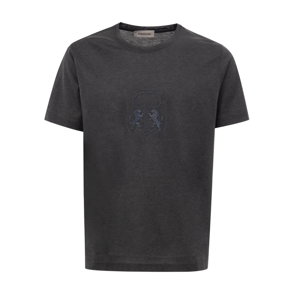 Corneliani Minimalistisch Katoenen T-shirt met Centrale Print Gray Heren