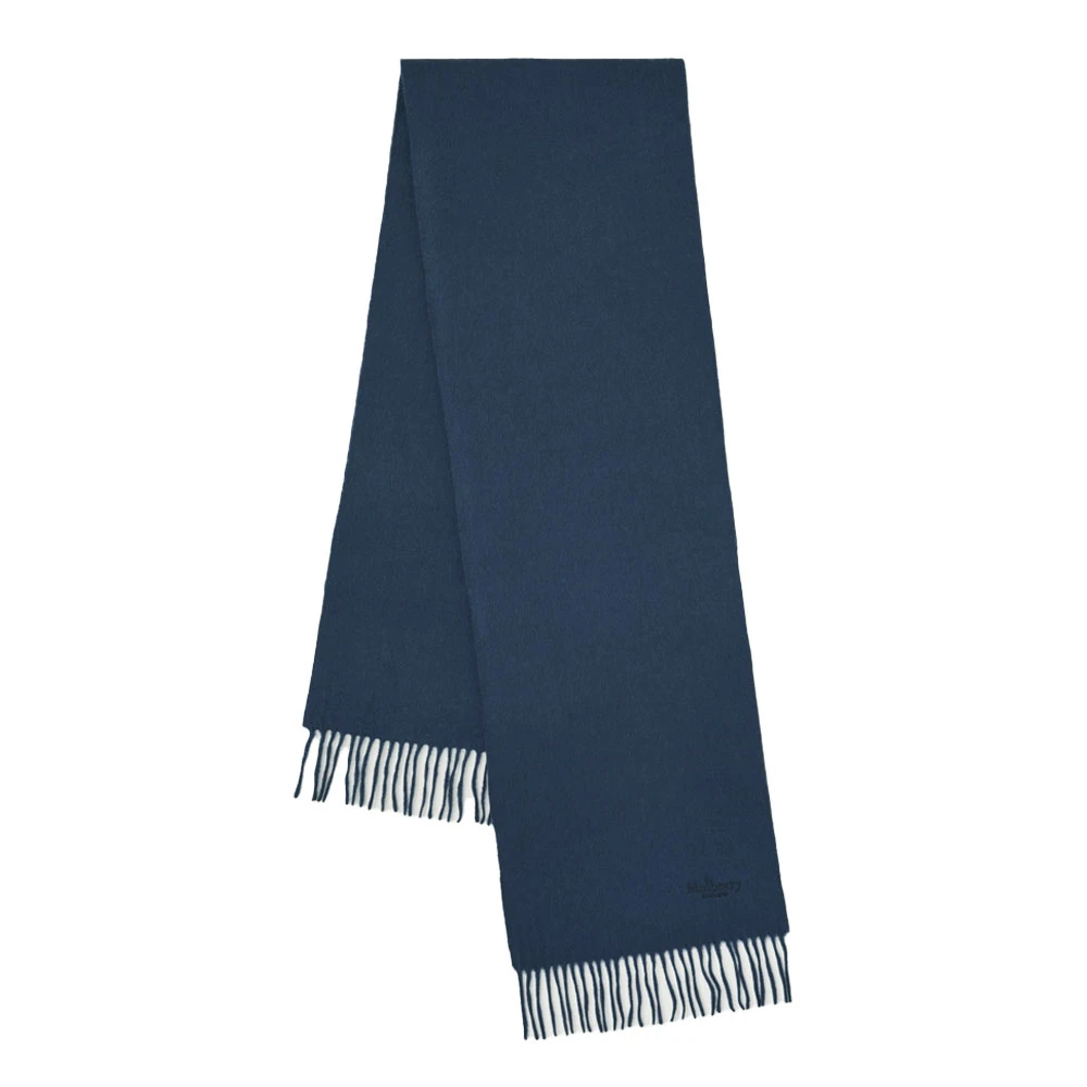 Mulberry Solid Merino Wool Scarf Stormy Blue Heren