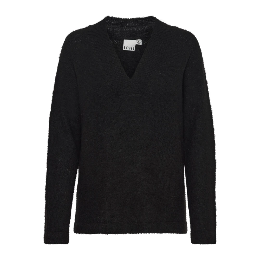Ichi Women's Black V-Neck Knitwear - V-Neck Knitwear - Xs - Knitwear