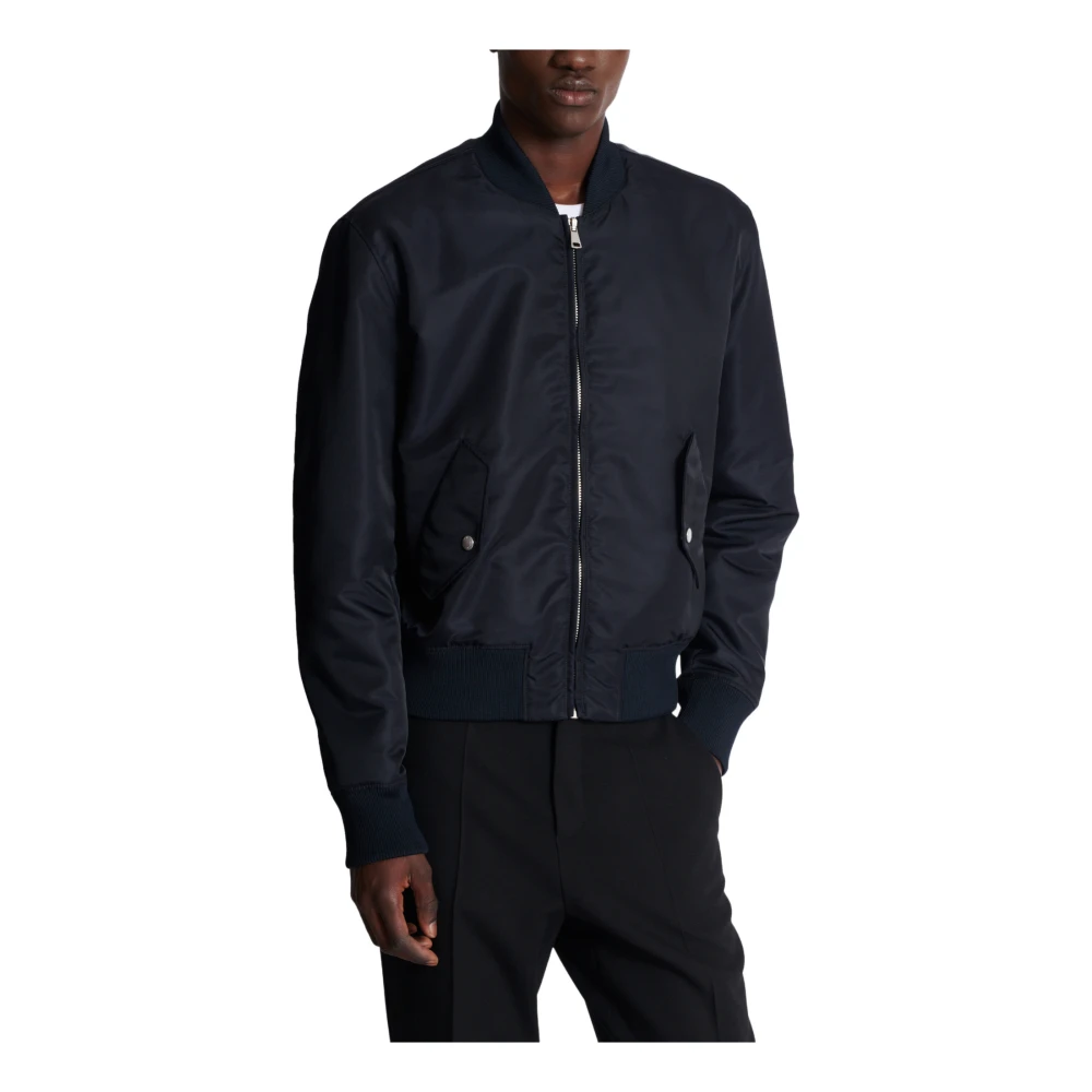 Balmain Bomberjack met borduursel op de rug Blue Heren