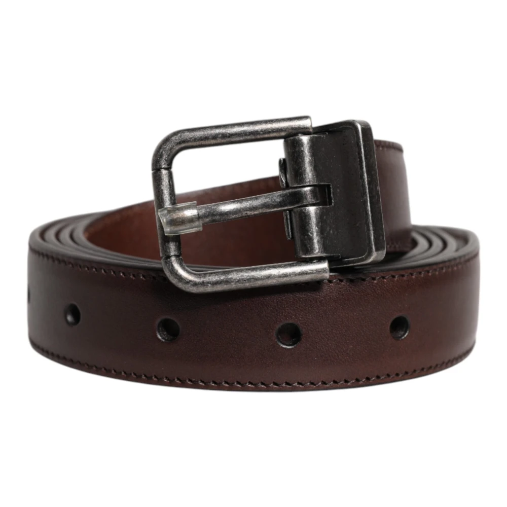 Dolce & Gabbana Herren Braun Ledergürtel Mit Metallschnalle