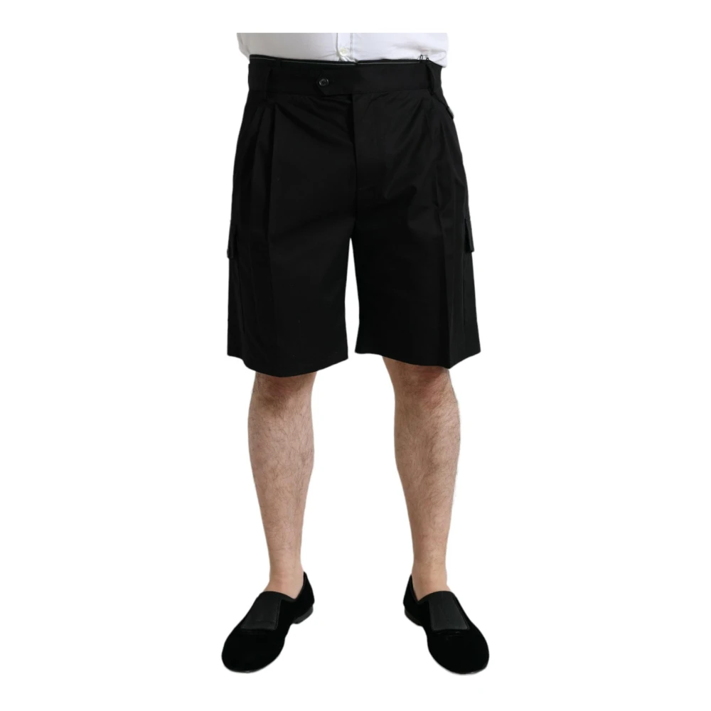 Dolce & Gabbana Men's Black Bermudas, Xs, Cotton Stretch Cargo Bermuda Shorts