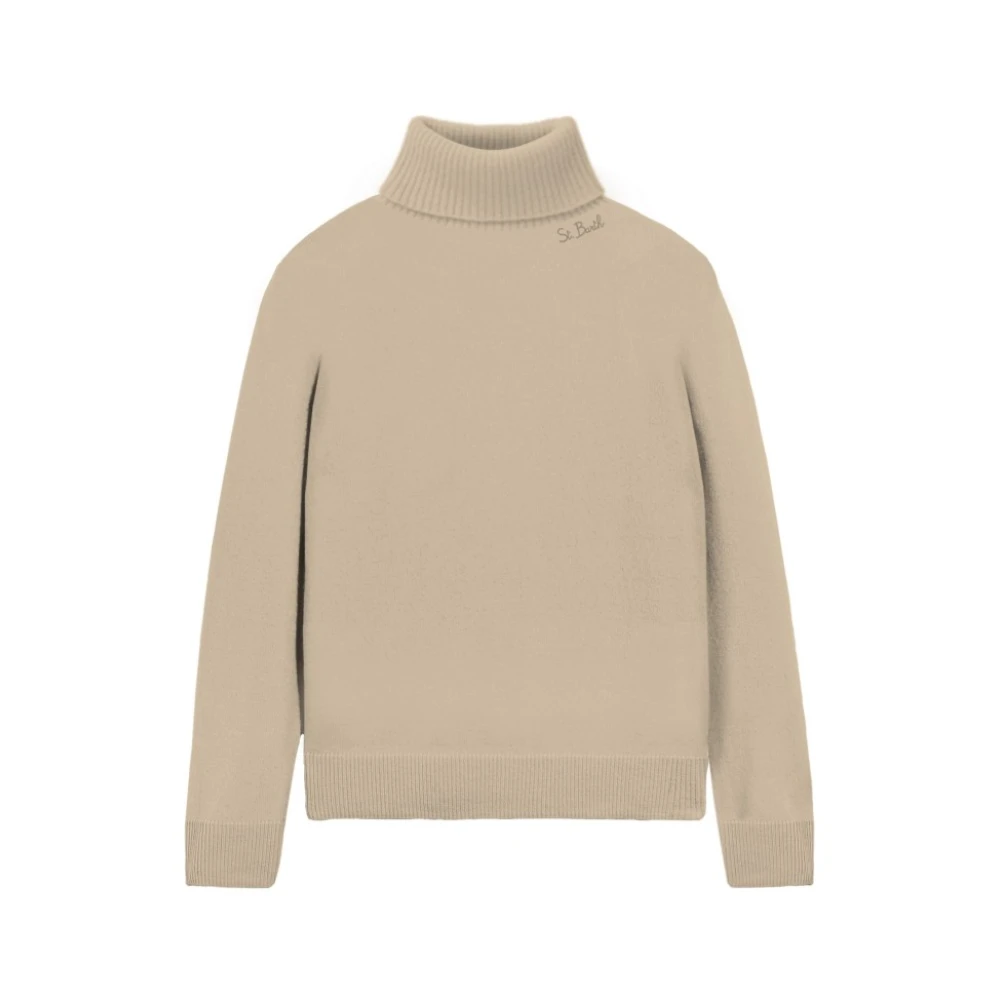 Saint Barth Wol Kasjmier Coltrui Lange Mouwen Beige Dames
