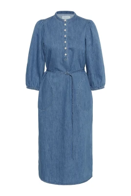 Blå Denim Klänning med 3/4 Ärmar