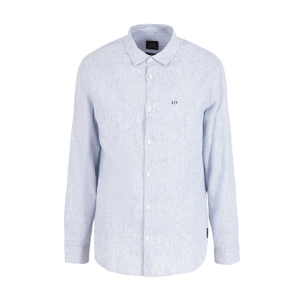 Armani Exchange Men's Multicolor Casual Shirts,, 3Dzc32 Zn4lz White/Blue Shirt 2XL