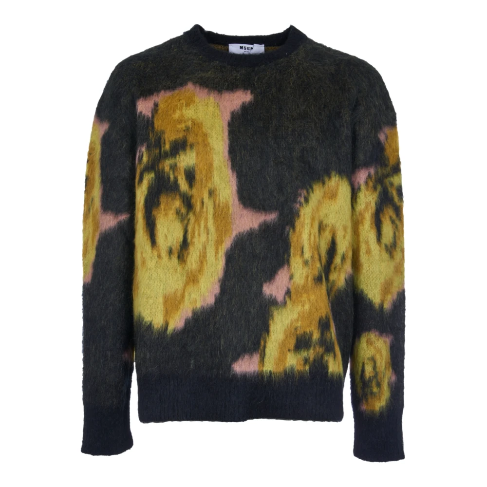 Msgm Zwarte trui met jacquardpatroon Black Heren