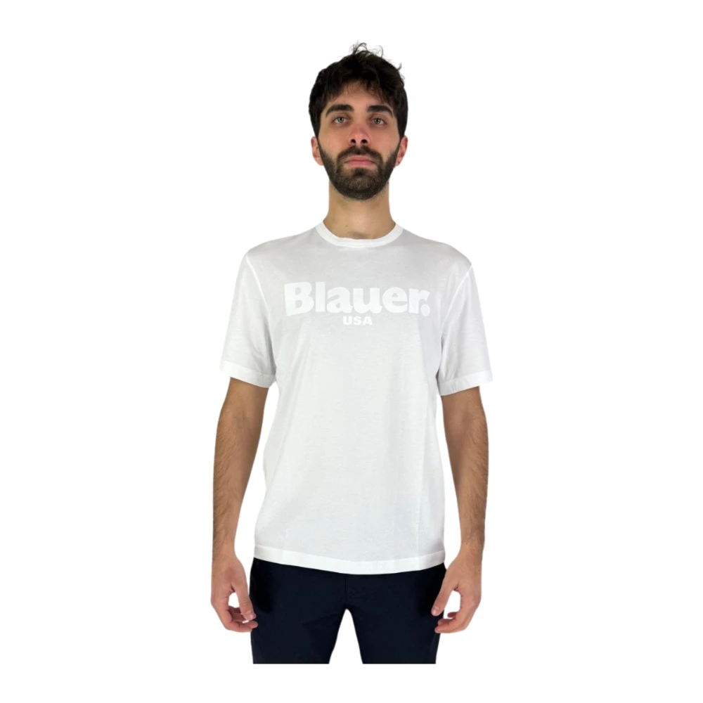 Blauer Wit Logo Print T-shirt White Heren