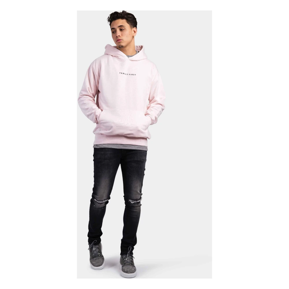 Family First Roze Box Logo Hoodie Pink Heren
