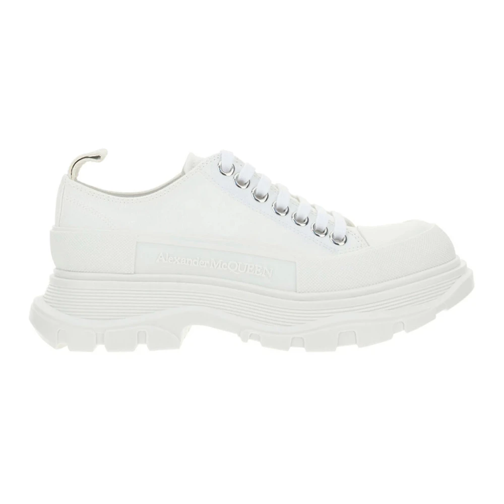 Alexander Mcqueen Women's White Sneakers, 7 Uk, Canvas Tread Slick Trainers
