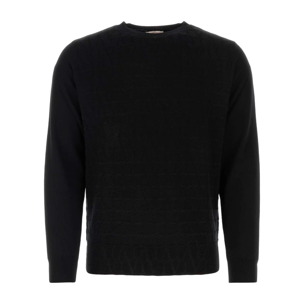 Valentino Garavani Men's Black Wool Jumper - Round-Neck Knitwear - S - Knitwear
