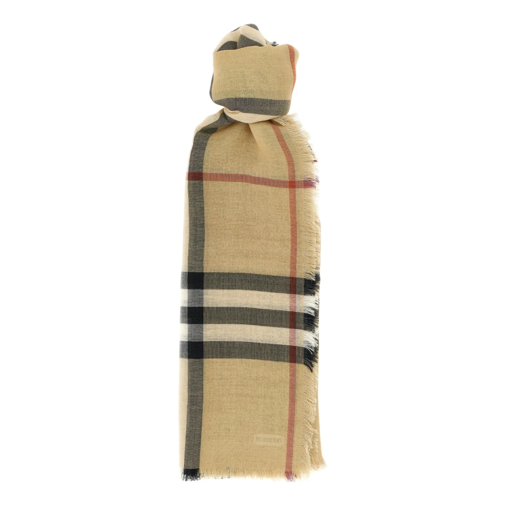 Burberry Men's Beige Reversible Wool And Silk Muslin Scarf - Winter Scarves - One Size - Accessories