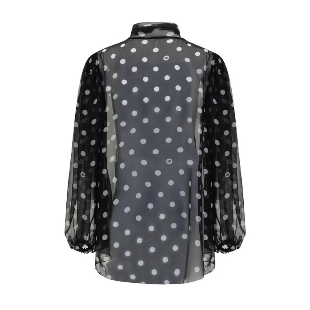 Dolce & Gabbana Zijden Polka Dot Lange Mouw Top Black Dames