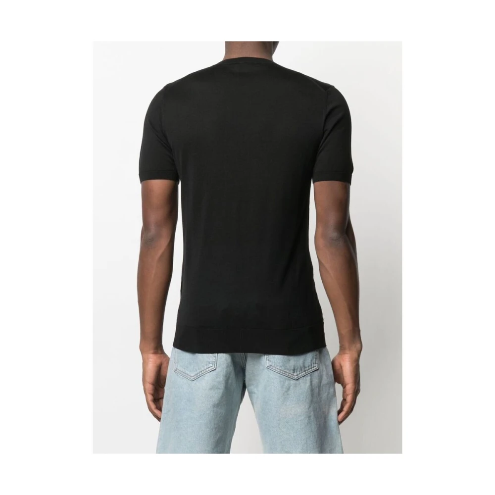 Mauro Ottaviani Zwart Zijden Geribbelde T-Shirt Black Heren