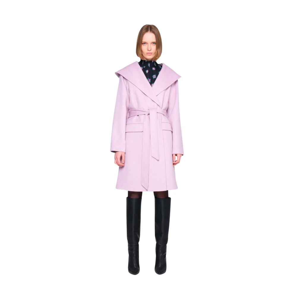 Silvian Heach Jas met capuchon riem en zakken Pink Dames