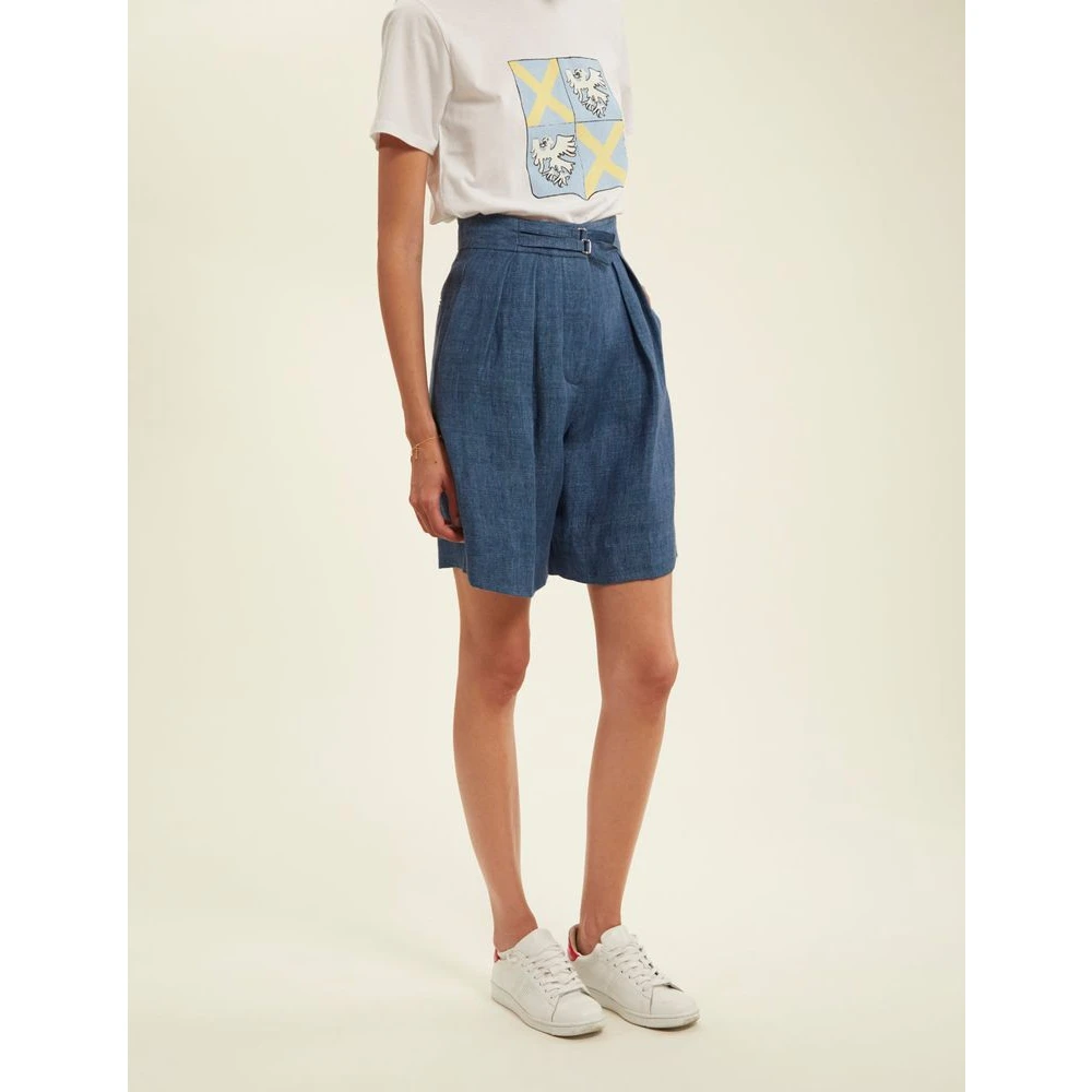 Ines De La Fressange Paris Hoge taille denim shorts Blue Dames