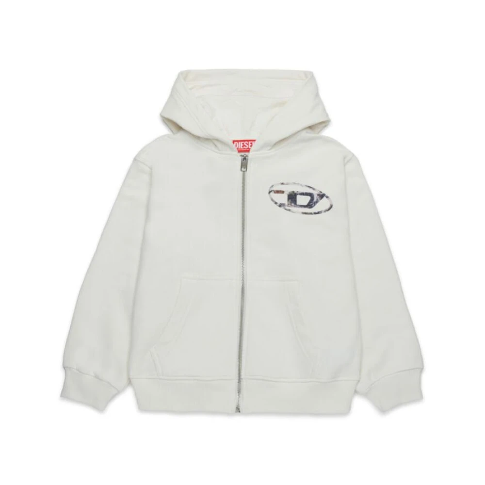 Diesel Planet Camo Hoodie Zip Tröja White, Unisex