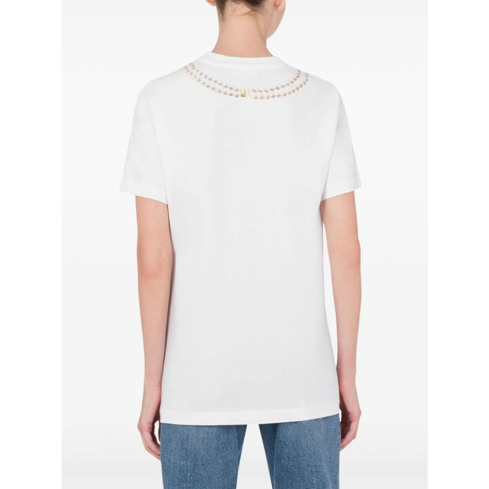 Moschino Croissant Print Wit T-shirt White Dames