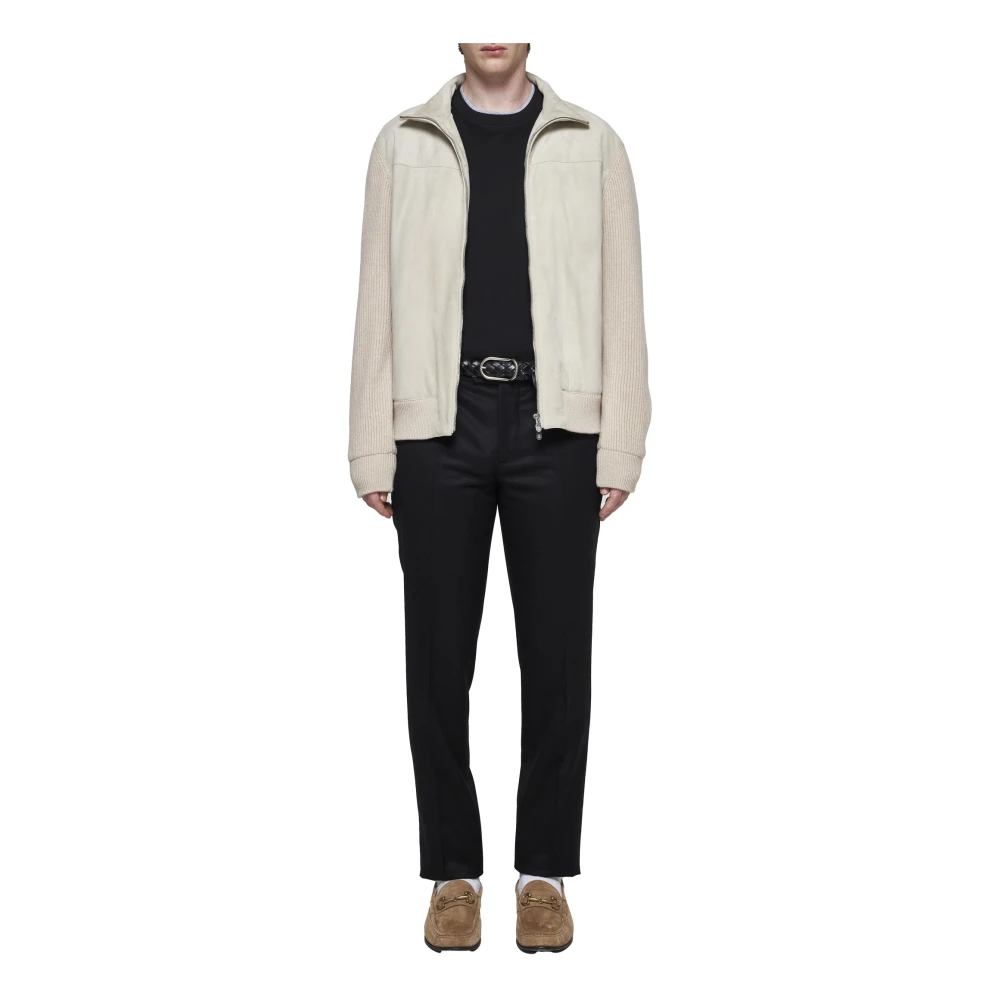BRUNELLO CUCINELLI Zwarte Wollen Broek Rechte Pijp Black Heren