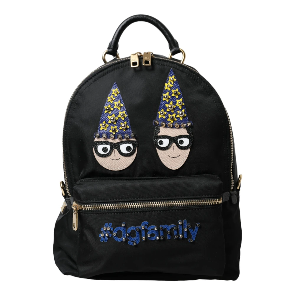 Dolce & Gabbana Elegante Zwart-Goud Detail Rugzak Black Dames