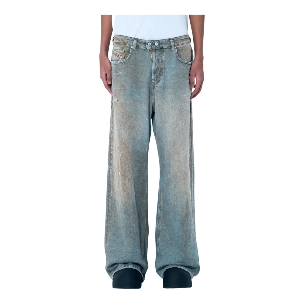 Diesel Versleten Denim Jeans met Logopatch Blue Heren