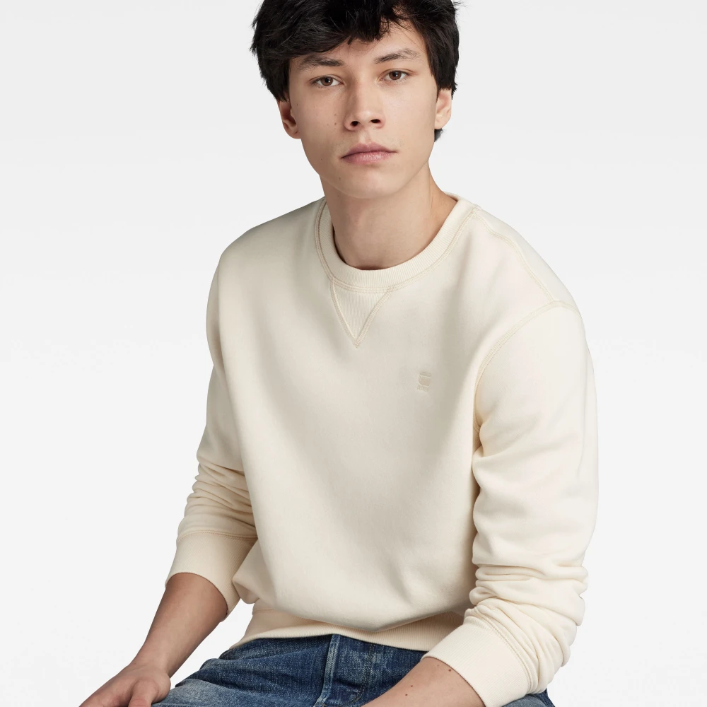 G-Star Premium Core Sweater in Eggnog Beige Heren