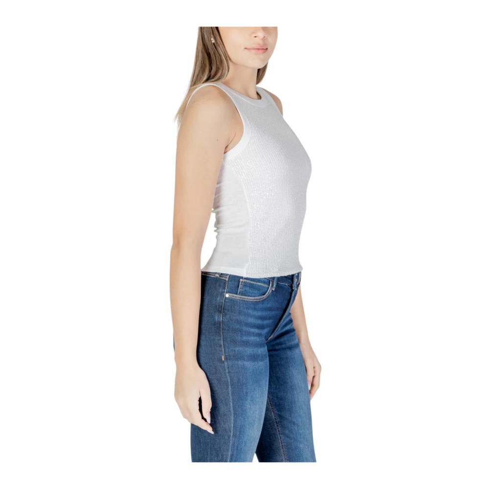 Guess Witte Paillette Tank Top White Dames