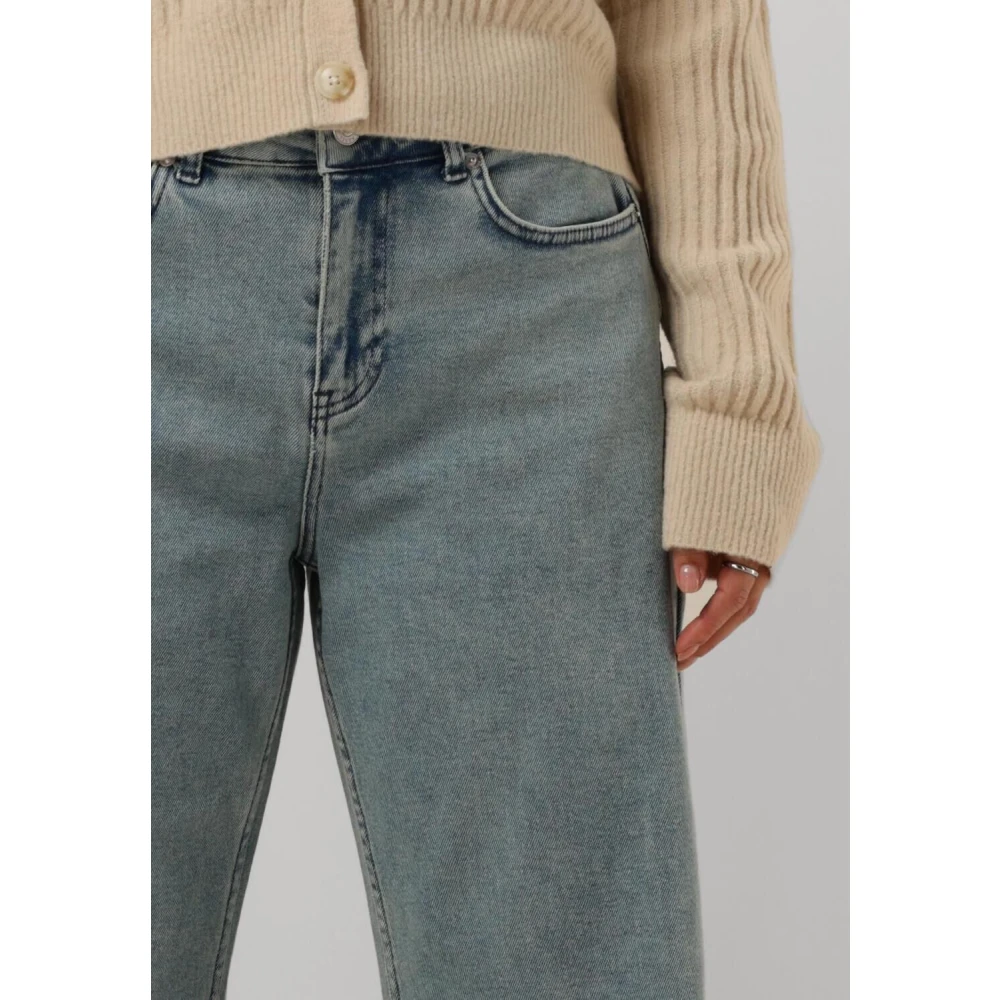 Colourful Rebel Hoge Taille Wijde Pijp Denim Broek Blue Dames