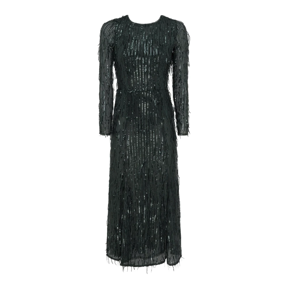 Guess Paillet Lange Mouw Jurk Zwart Black Dames