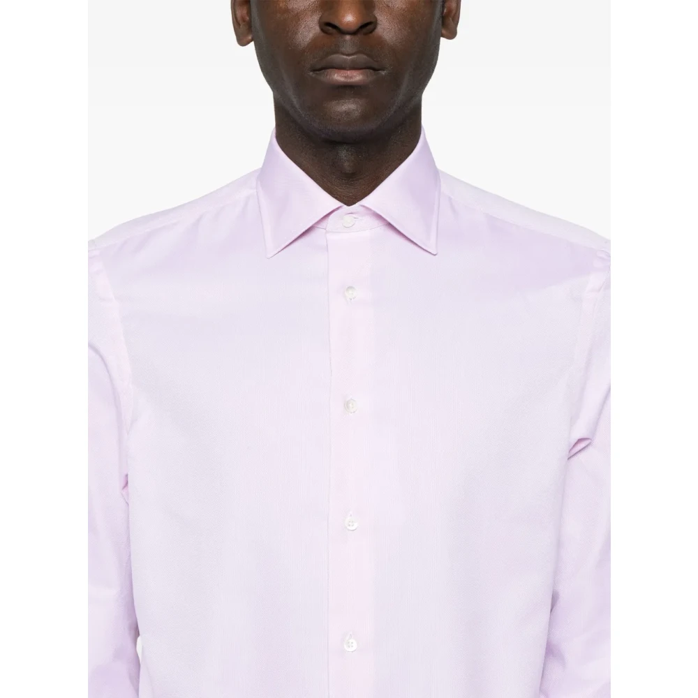 Canali Roze Oxford Overhemd met knoopsluiting Pink Heren