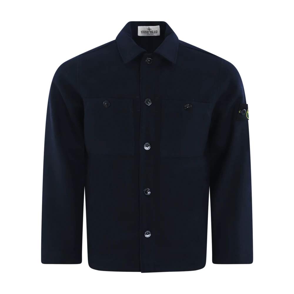 Stone Island Barn Overshirt i Trendig Stil Blue, Unisex