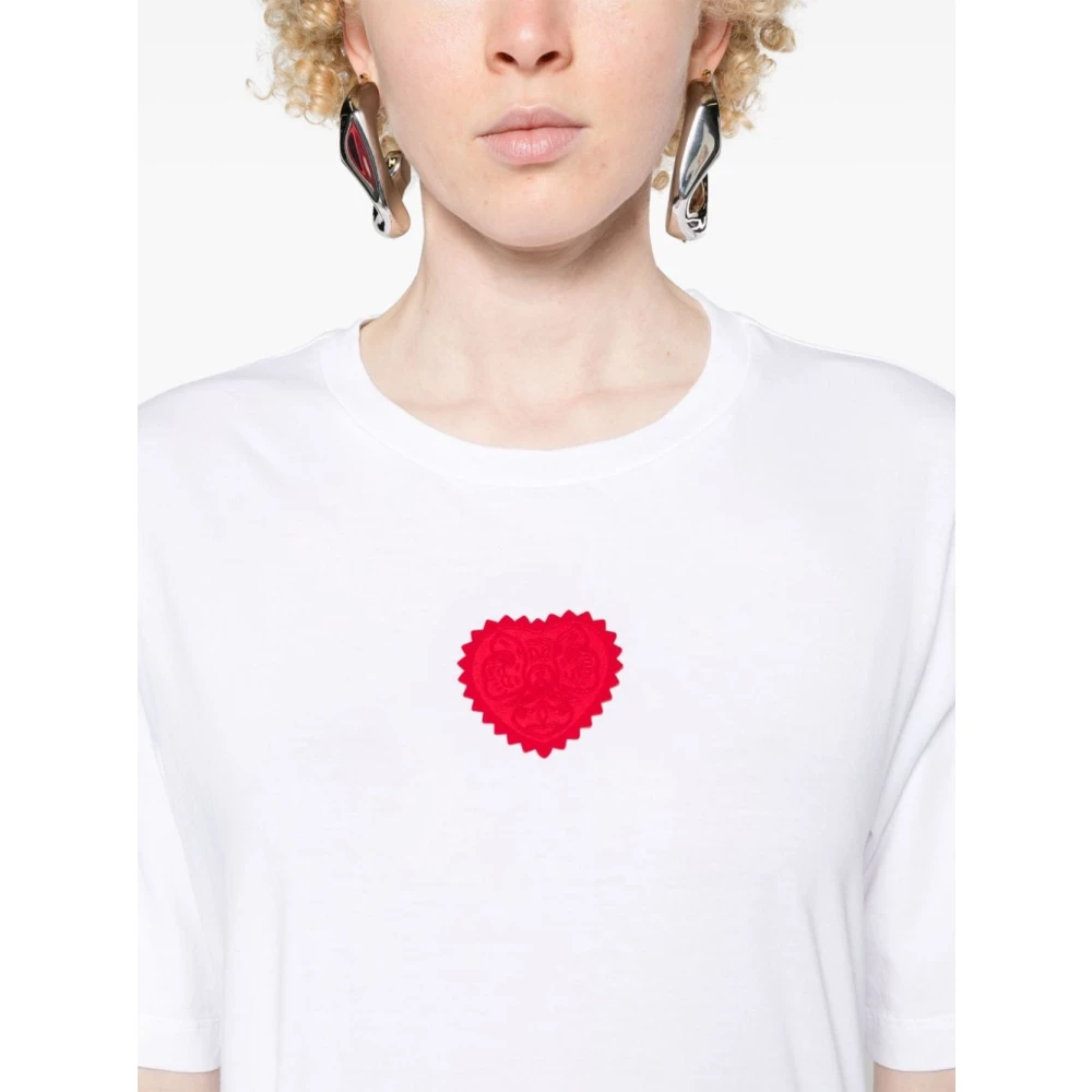 Dsquared2 Klassiek Wit Katoenen T-shirt Hart Logo White Dames