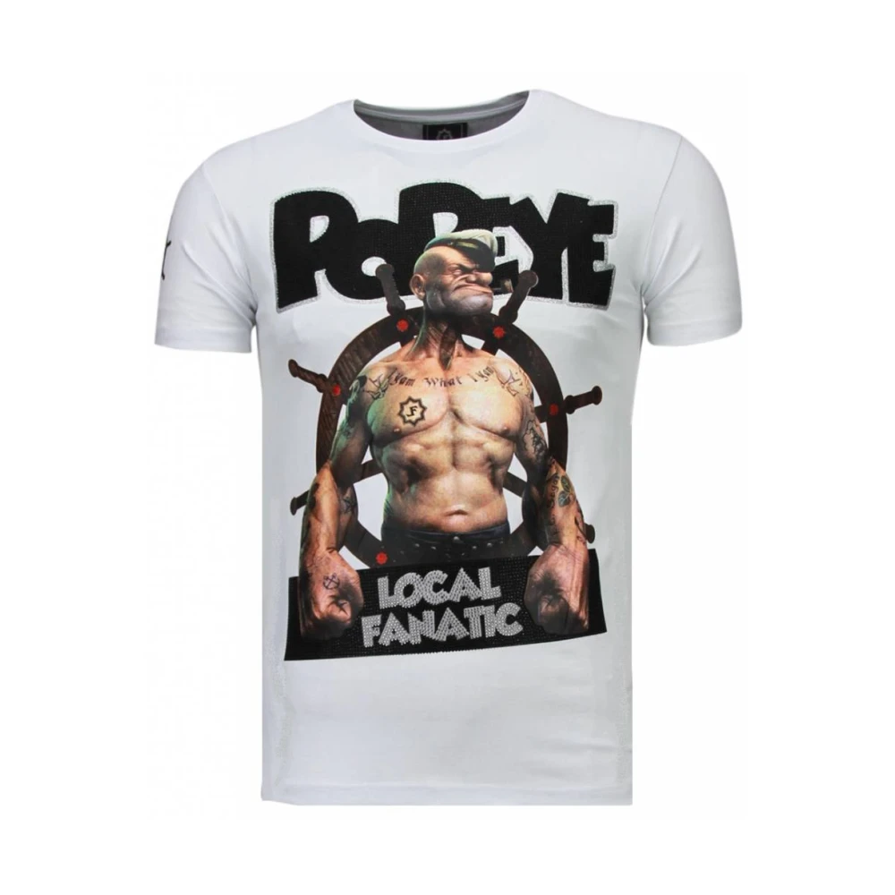 Local Fanatic The Sailor Man Popeye Rhinestone - Herr T Shirt - 5760W White, Herr