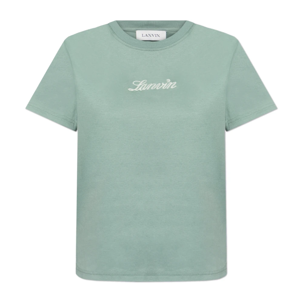 Lanvin T-shirt med broderad logotyp Green, Dam