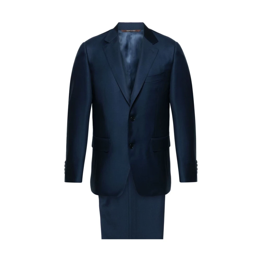 Canali Navy Blauwe Wollen Blazer en Broek Blue Heren