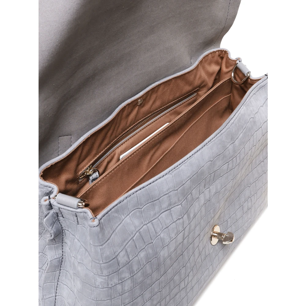 Zanellato Grijze Leren Schoudertas met Klep Gray Dames
