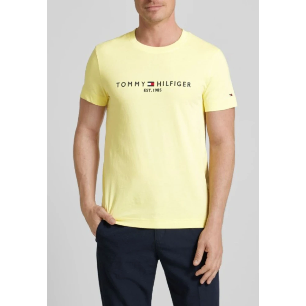 Tommy Hilfiger Heren Logo Tee Garment Dye Yellow Heren