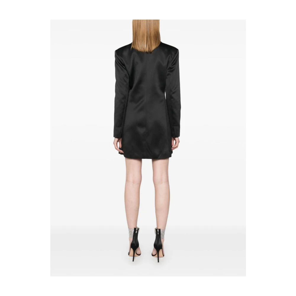 Rotate Birger Christensen Zwarte Satijnen Weefsel Double-Breasted Jurk Black Dames