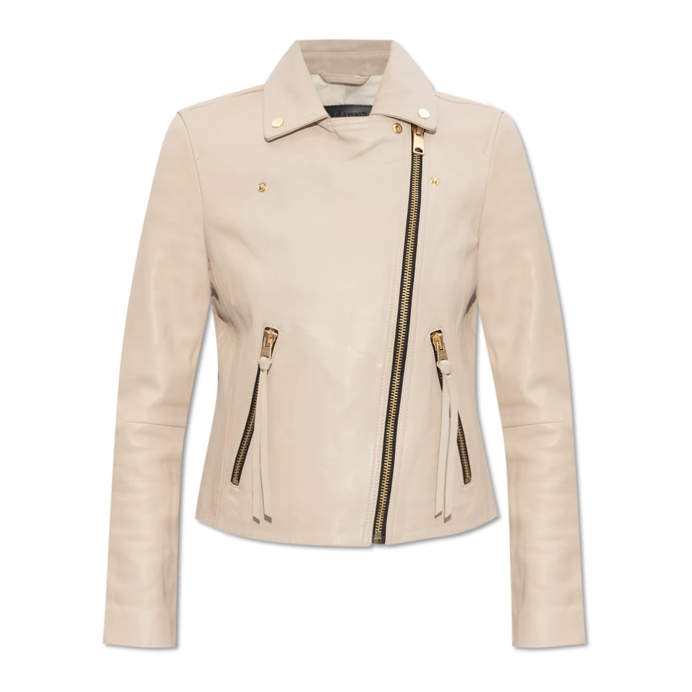AllSaints Leren jas Dalby Beige Dames