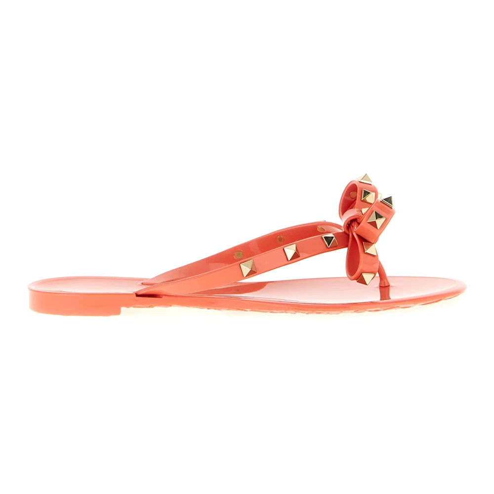 Valentino Garavani Women's Pink Flip Flops, 4 Uk, Rockstud Pvc Thong Sandals