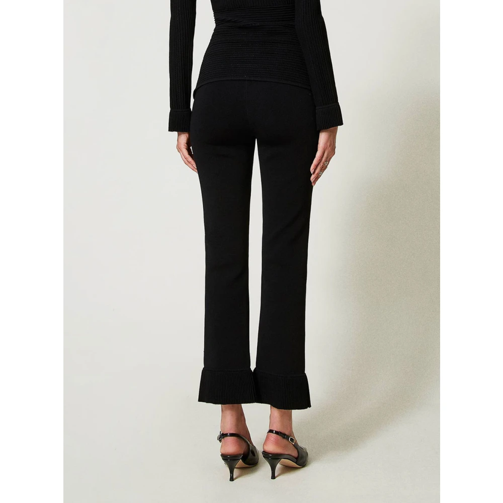 Twinset Zwarte Cropped Flare Broek Black Dames