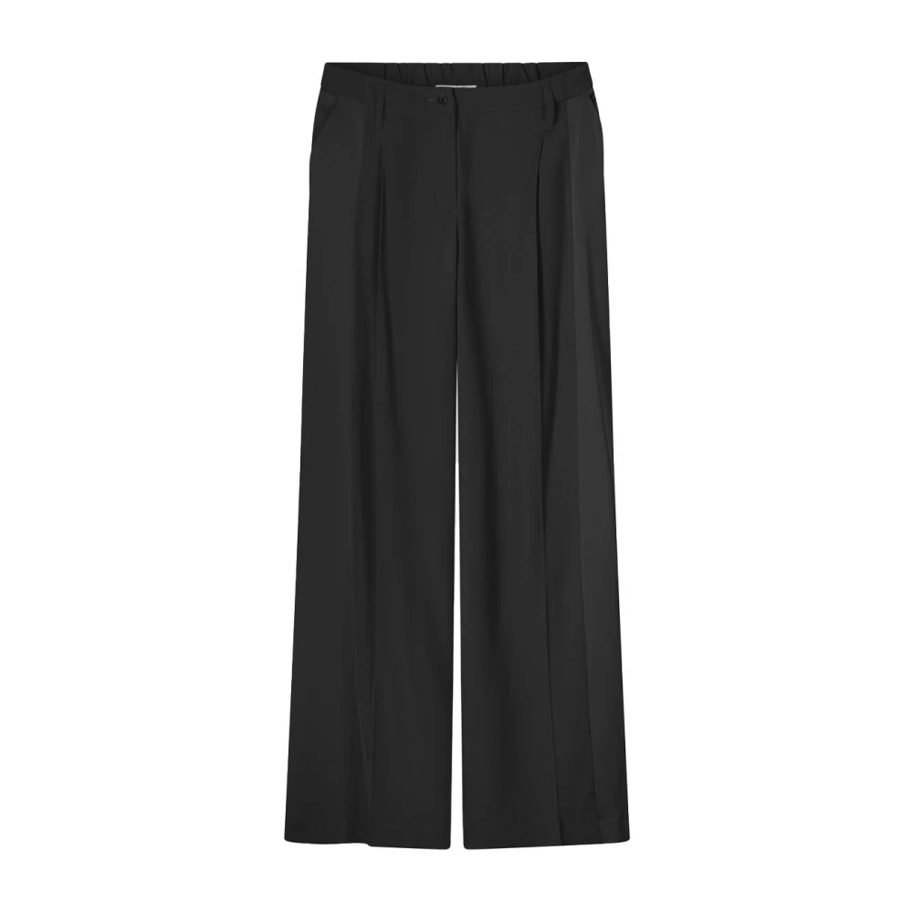 Summum Woman Wijde Pijp Crepe Viscose Blend Broek Black Dames